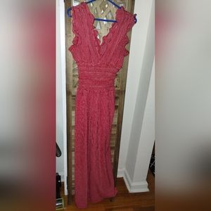 Red and white jumpsuit